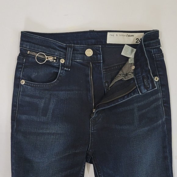 Rag & Bone O Ring Dive Capri High Rise Skinny Crop in Black Brook - Picture 9 of 11